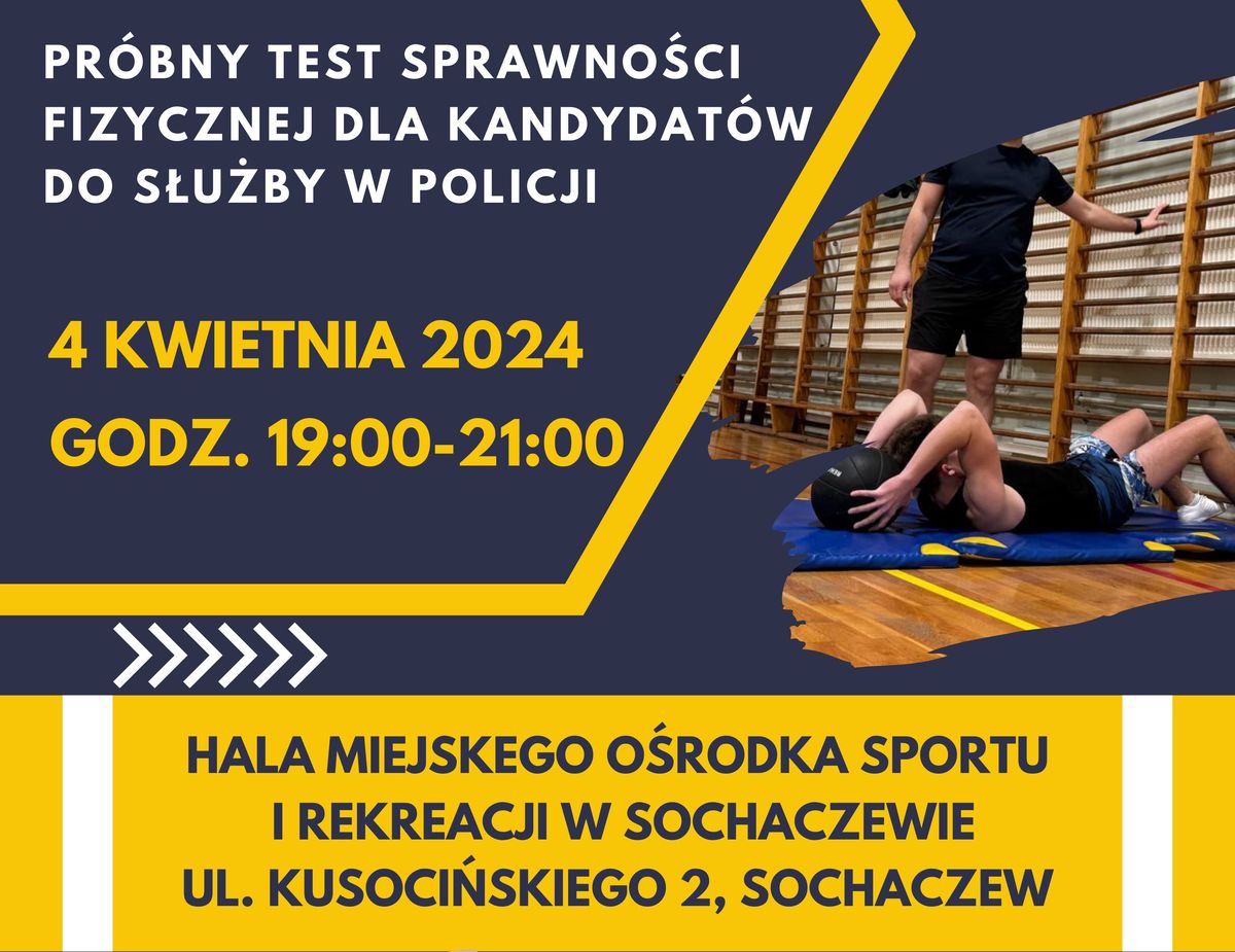 Próbny test sprawności fizycznej dla kandydatów do służby w Policji