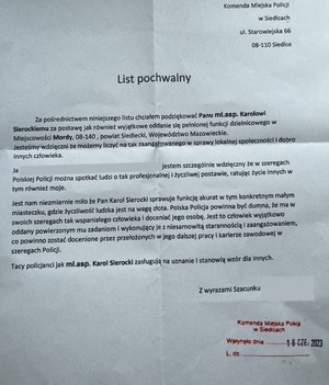 List pochwalny