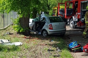 Miejsce wypadku drogowego w m. Chrzczanka Folwark