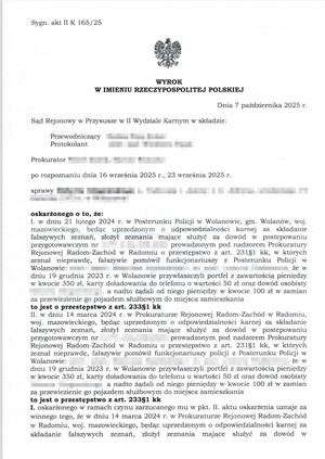 Wyrok Sądu Rejonowego w Przysusze