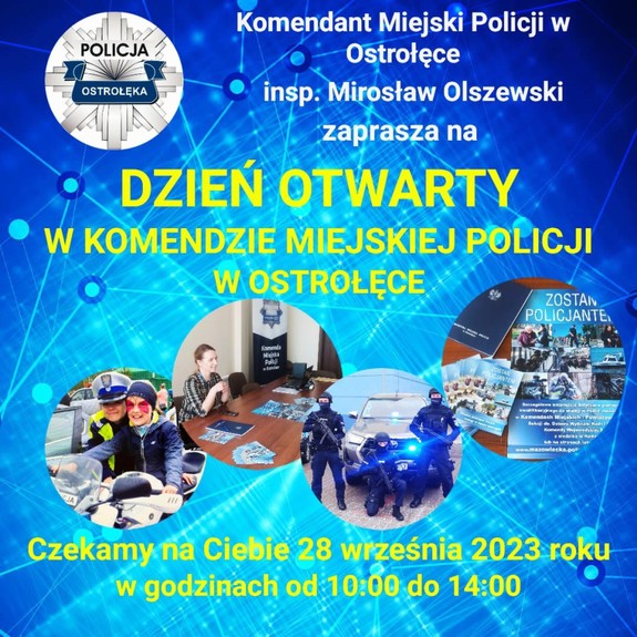 Plakat - Dni Otwarte w Komendzie Miejskiej Policji w Ostrołęce