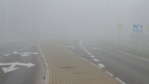 mgła na drodze