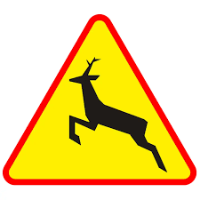 znak uwaga na dzikie zwierzęta