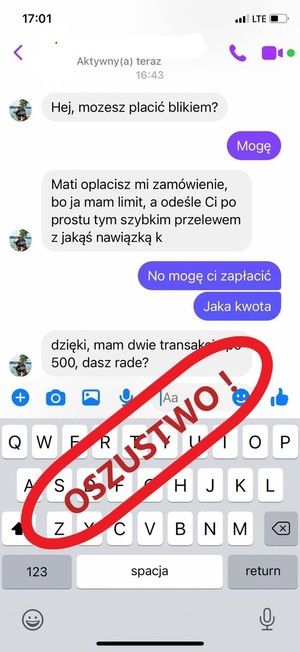 oszustwo na kod do szybkiej płatności