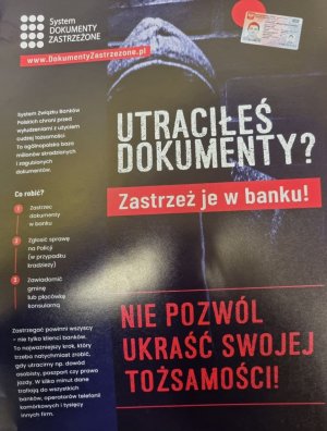 utraciłeś dokumenty, zastrzeż je w banku