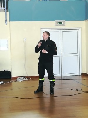 Prelekcja strażaka z OSP w Troszynie