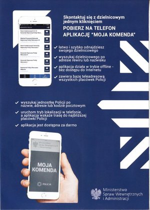 plakat MSWiA promujący aplikację &quot;Moja Komenda&quot;
