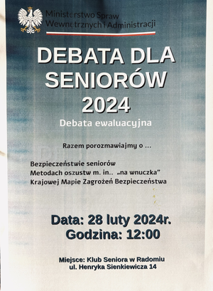 plakat promujący debatę ze szczegółami spotkania