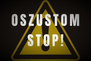 znak ostrzegawczy i napis oszustom stop!