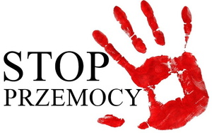 odcisk dłoni i napis stop przemocy