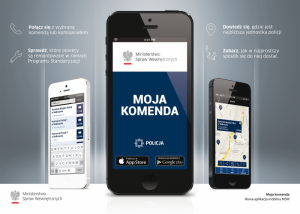 telefon komórkowy a na nim ikona aplikacji moja komenda