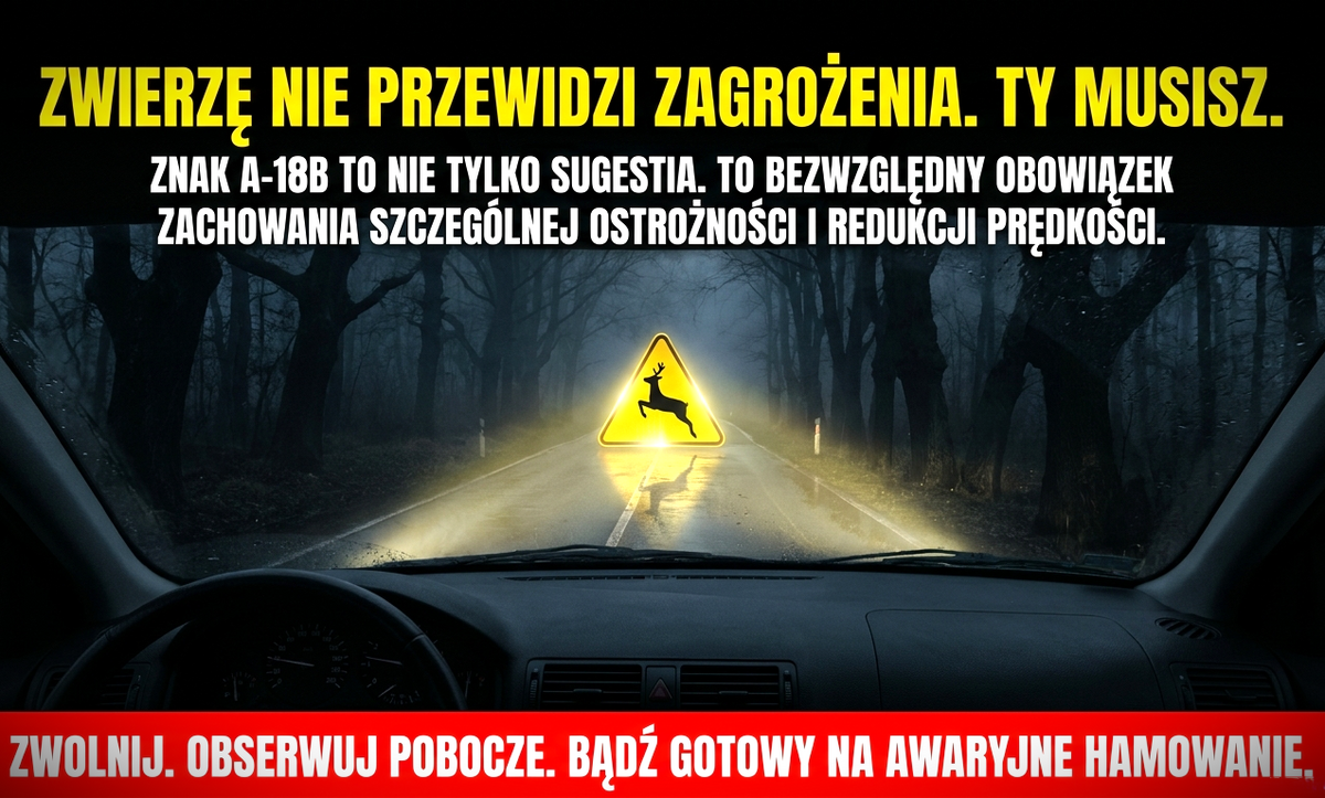 Policja ostrzega kierowców przed jesiennymi warunkami i dzikimi zwierzętami na drogach