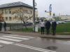 Przedstawiciele lokalnego samorządu podczas odbioru aktywnego przejścia dla pieszych w Andrzejewie