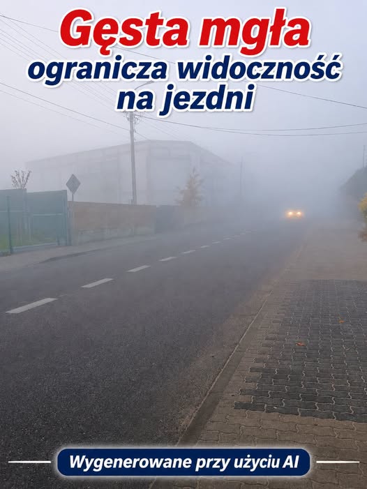 Ostrzeżenie przed gęstą mgłą na drogach