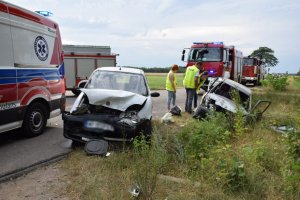 Zderzenie dwóch samochodów osobowych marki Fiat w Młyńsku