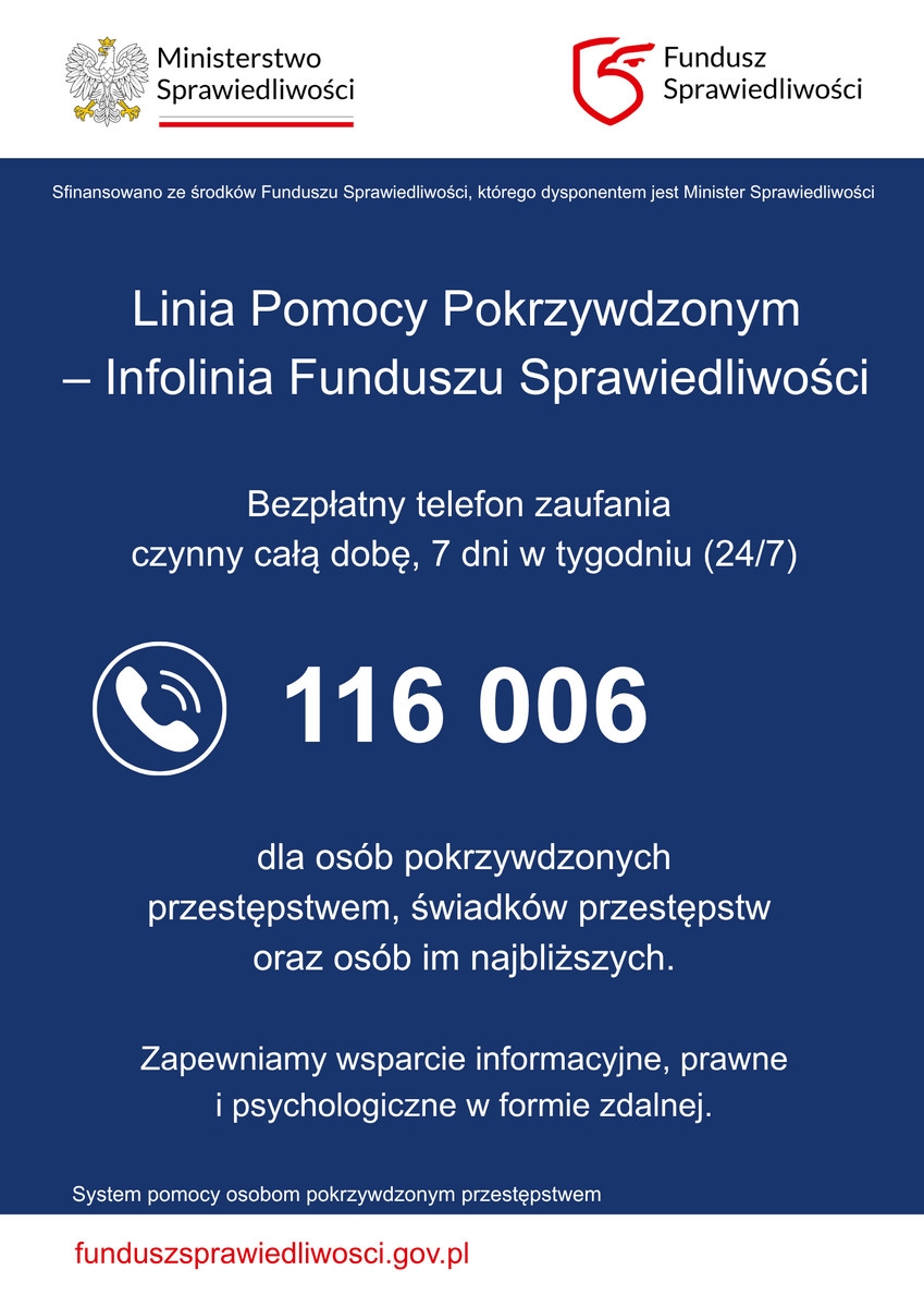 Ogólnopolska Linia Pomocy Pokrzywdzonym – Infolinia Funduszu Sprawiedliwości