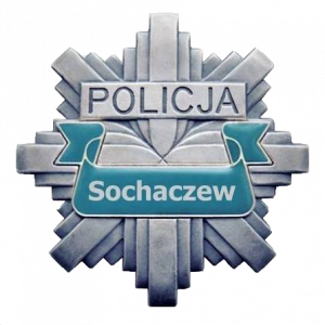 Policyjna gwiazda z napisem Sochaczew na środku