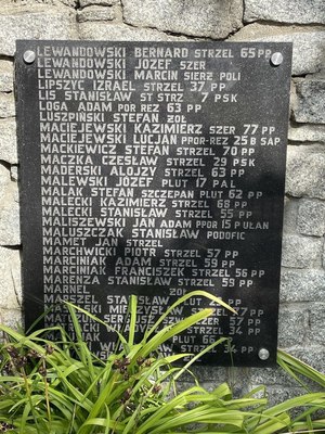 Tablica z nazwiskami żołnierzy i policjanta