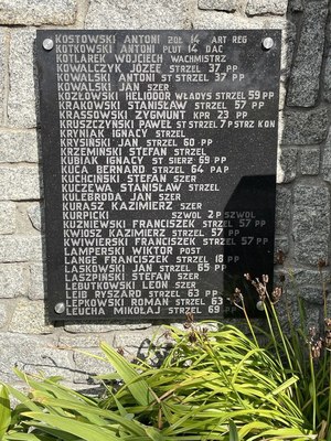 Tablica z nazwiskami żołnierzy i policjanta