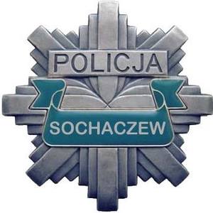 Logo Policji w kształcie gwiazdy z napisem Policja Sochaczew