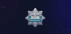 Logo Policji w kształcie ośmioramiennej gwiazdy z napisem w środku Sochaczew