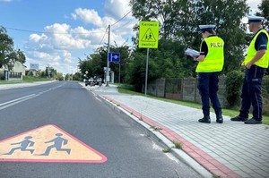 Policjanci kontrolują oznakowanie dróg