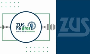 Na grafice z białym i granatowym tłem znajduje się napis ZUS na głos
