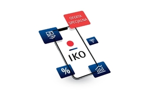 Grafika przedstawia smartfona z napisem IKO
