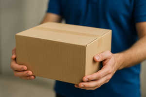 Paczka trzymana w męskich dłoniach