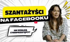 Kobieta i dymek z napisem w środku szantażyści na facebooku