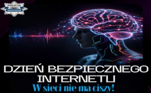 Mózg człowieka i napis dzień bezpiecznego internetu