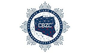 Logo CBZC czyli policyjna gwiazda a w niej zarys Polski