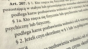 Zdjęcie z kodeksu karnego z treścią artykułu 207 dotyczącego stosowania przemocy