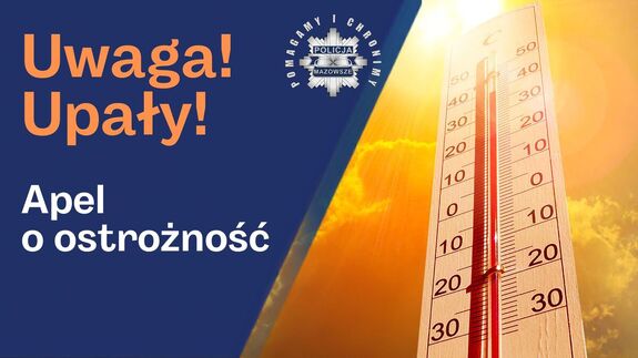 Termometr i napis uwaga upały