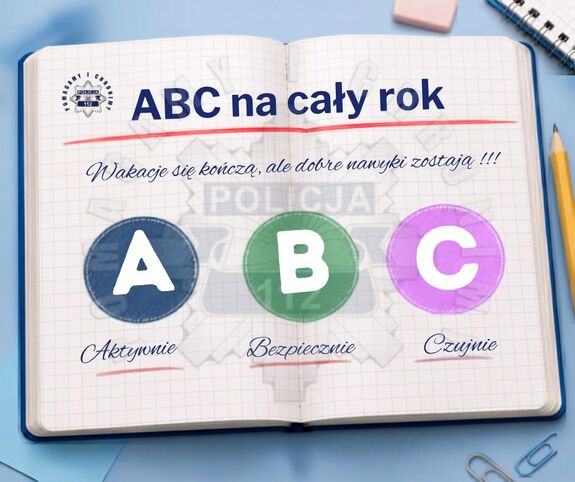 Grafika przedstawiająca otwarty zeszyt a w nim ABC na cały rok