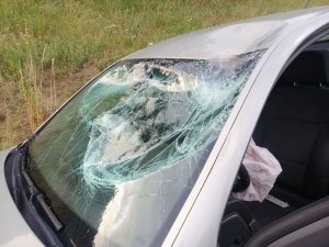 Zdjęcia z miejsca wypadku. Uszkodzone pojazdy.Pracujące na miejscu służby, a także doprowadzany zatrzymany.