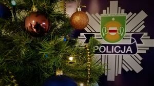 Choinka w tle roll up Policja Wyszków