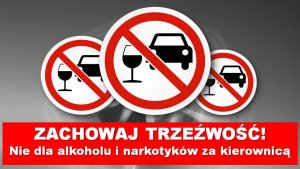 Wizualizacja Zachowaj trzeźwość - nie dla alkoholu i narkotyków za kierownicą.