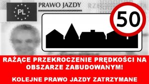 Wizualizacja zatrzymanego prawa jazdy za prędkość 50+