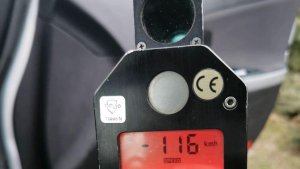 RMP wskazuje prędkość 116 km/h