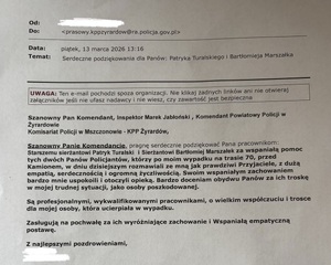 e-mail z podziękowaniami